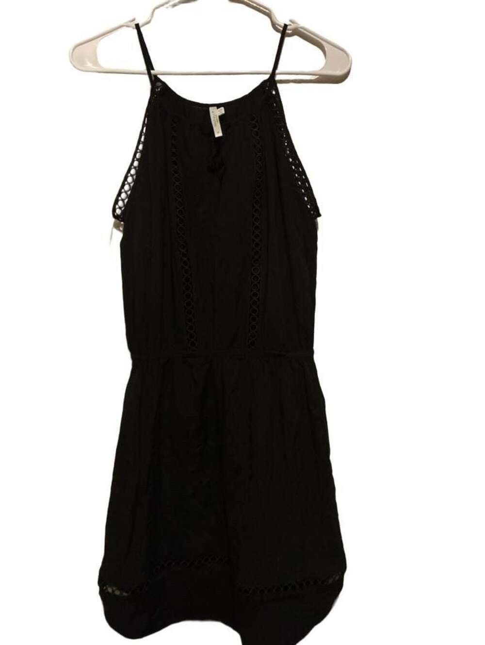 Seafolly Black Halter Neck Crochet Trim Romper Dress Size S